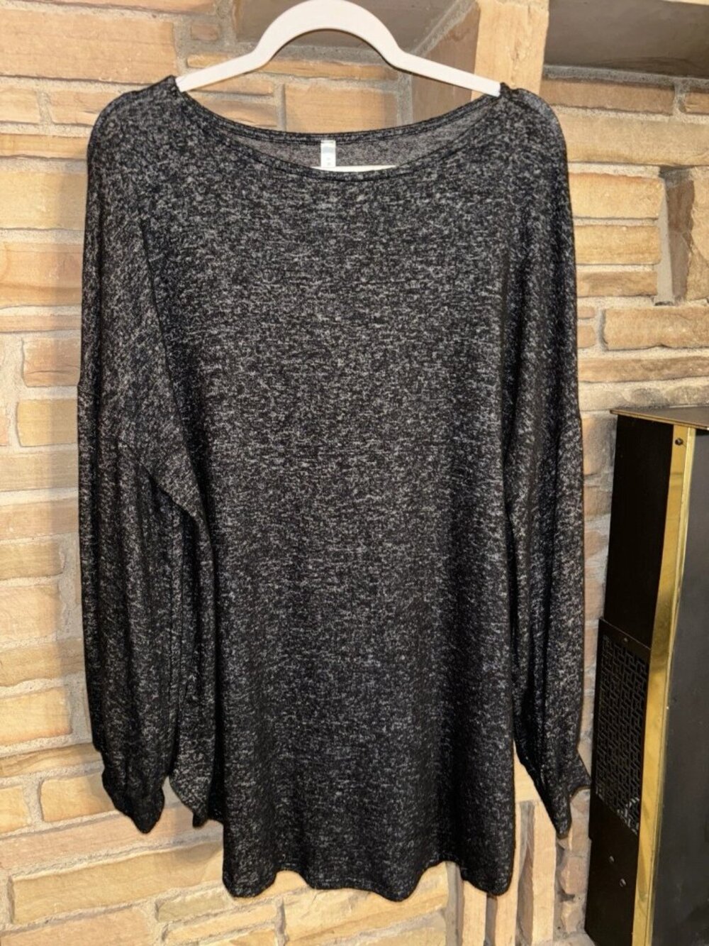 Women’s Emerald 3/4 Sleeve Shirt Casual Basic Grey Top Long Loose Blouse 3X